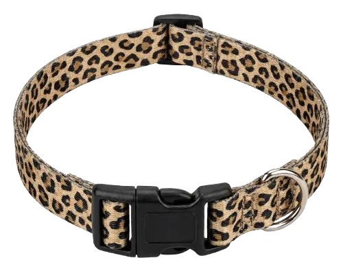 Leopard-print webbing collar