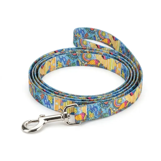 Navy paisley-galaxy printed webbing dog lead