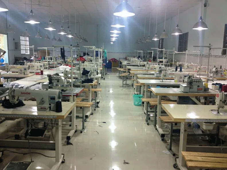 Industrial sewing line on the Viepex factory floor
